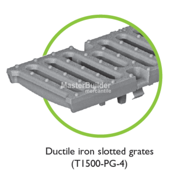 MIFAB T1500N-PG-4-13 FILCOTEN 6" Wide Fibre Re-Enforced Concrete Trench Drain w/ Galvanized Rail and Galvanized Ductile Iron Class 'E' Extra-Heavy Duty Grating, Neutral Channel