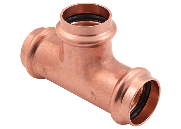 BMI 1-1/2" x 1-1/2" x 1-1/4" Wrot Copper Press-Fit Reducing Tee Fitting Item 47471 