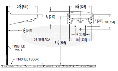 Zurn Z5321 20" x 23" Wall Hung Lavatory w/ Single Faucet Hole