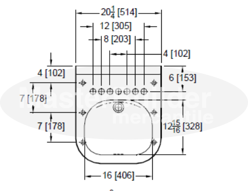 Zurn Z5321 20" x 23" Wall Hung Lavatory w/ Single Faucet Hole