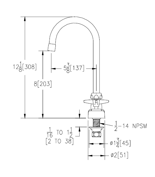 Zurn Z871B2-XL Lead-Free 8" Centerset Faucet with 5-3/8" Gooseneck and Four-Arm Handles