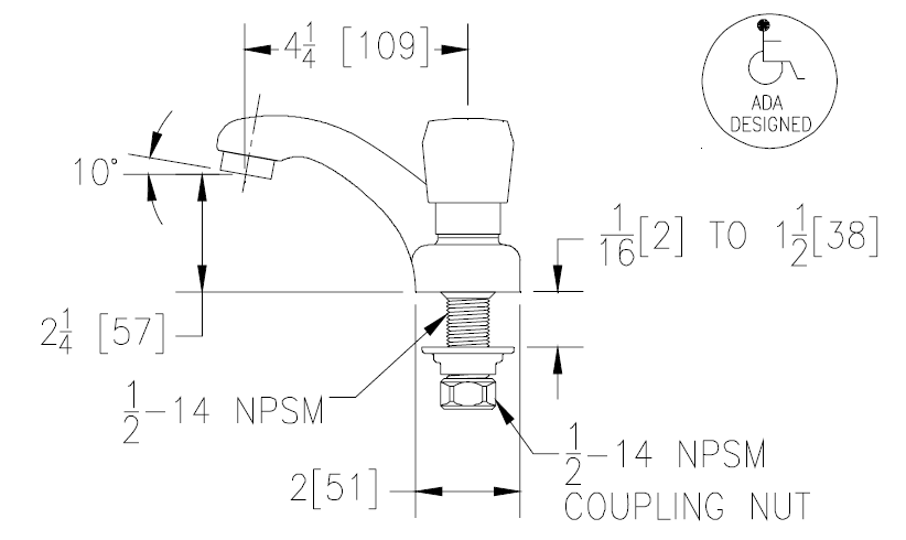 Zurn Z86500-XL Lead-Free 4" Centerset Metering Faucet