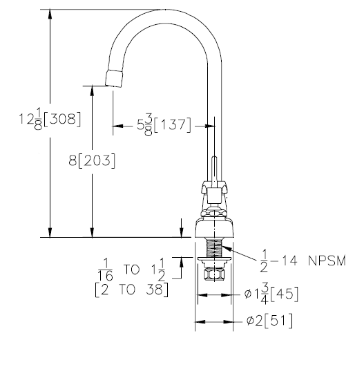 Zurn Z871B6-XL Lead-Free 8" Centerset Faucet with 5-3/8" Gooseneck and 6" Wrist Blade Handles