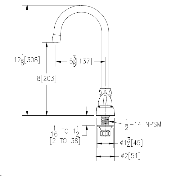 Zurn Z871B3-XL Lead-Free 8" Centerset Faucet with 5-3/8" Gooseneck and Dome Lever Handles