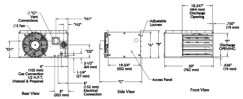 Beacon-Morris BRT060 60,000 BTU Input Low Profile Tubular Gas Fired Unit Heater