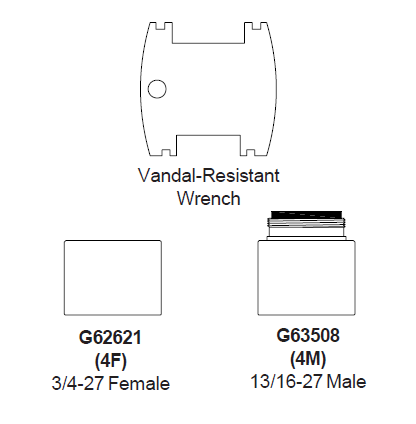 Zurn G63508 (4M) 2.2 GPM Pressure Compensating Vandal-Resistant Laminar Flow Outlet Male