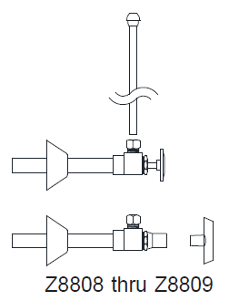 Zurn Z8808-XL-LRLK-PC 1/2" SWT x 3/8" OD Loose Key Stops with Flexible Lavatory Supply and 5" Chrome Copper Extension Tubes