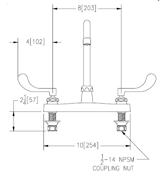 Zurn Z871A4-XL Lead-Free 8" Centerset Faucet with 3-1/2" Gooseneck and 4" Wrist Blade Handles