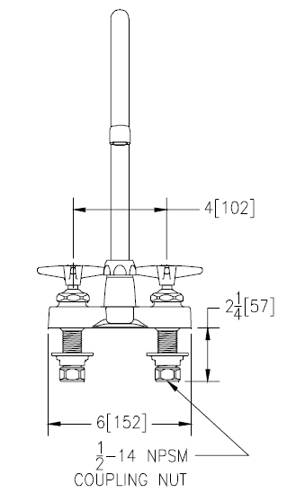 Zurn Z812C2-XL Lead-Free 4" Centerset Faucet with 8" Gooseneck and Four Arm Handles