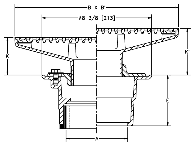 Zurn Z415-13J Floor Drain with 5-1/2" x 13" Medium-Duty Rectangular Strainer