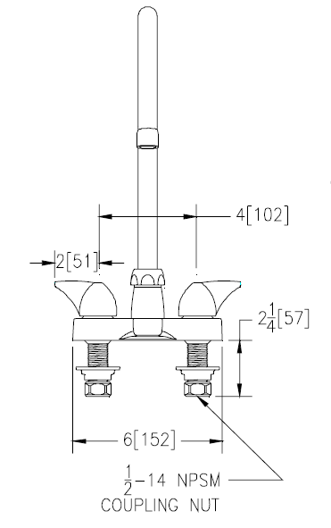 Zurn Z812C3-XL Lead-Free 4" Centerset Faucet with 8" Gooseneck and Dome Lever Handles