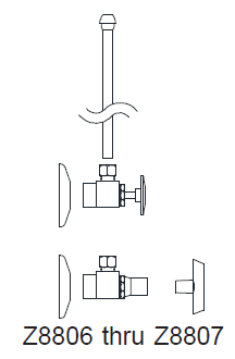 Zurn Z8807-XL-LRLK-PC 1/2" SWT x 1/2" OD Loose Key Stops with Flexible Lavatory Supply