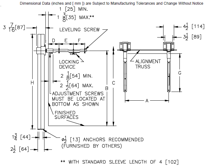 Zurn Z1231 Concealed Arm System (Carrier) for Wall-Hung Lavatories