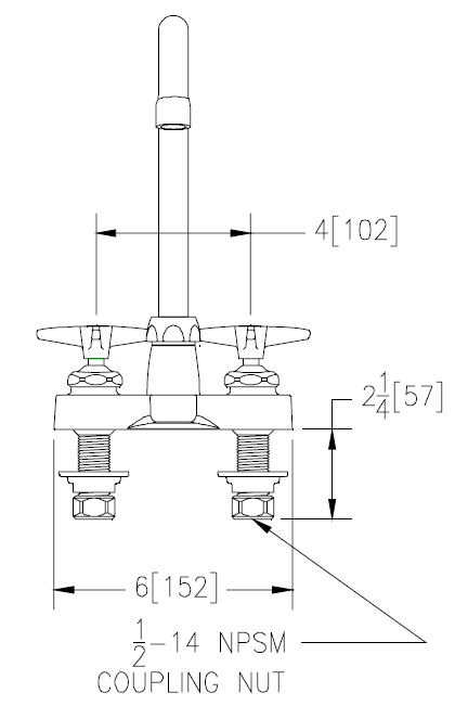 Zurn Z812A2-XL Lead-Free 4" Centerset Faucet with 3-1/2" Gooseneck and Four Arm Handles