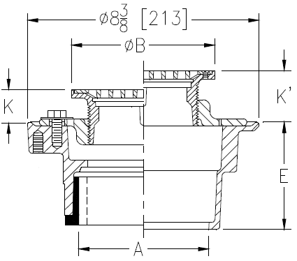 Zurn ZS415-8SS Floor Drain with Medium-Duty 8" Square Stainless Steel Strainer