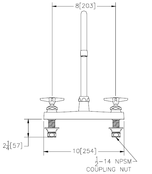 Zurn Z871C2-XL Lead-Free 8" Centerset Faucet with 8" Gooseneck and Four-Arm Handles