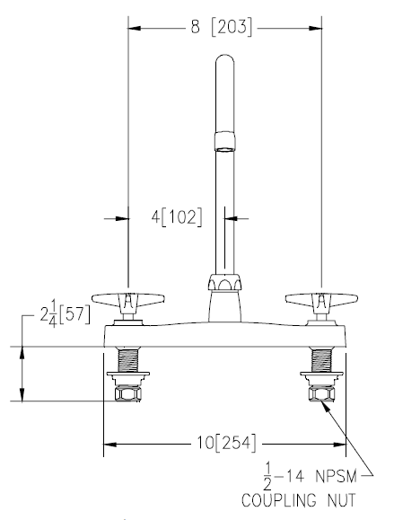 Zurn Z871B2-XL Lead-Free 8" Centerset Faucet with 5-3/8" Gooseneck and Four-Arm Handles