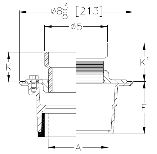 Zurn ZN415-S Floor Drain with Nickel Bronze Hub Funnel