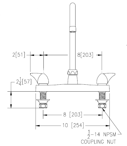 Zurn Z871B3-XL Lead-Free 8" Centerset Faucet with 5-3/8" Gooseneck and Dome Lever Handles