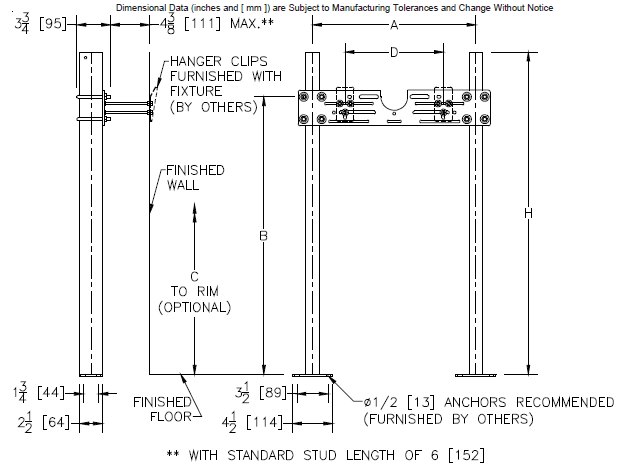 Zurn Z1224 Lavatory Carrier Plate Type System with Back