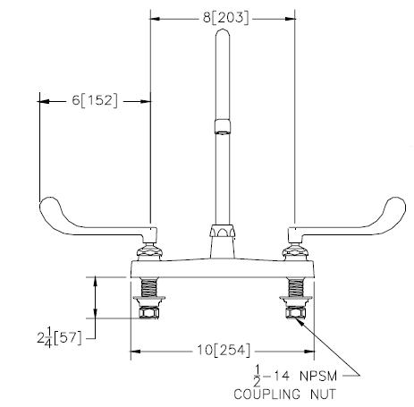 Zurn Z871C6-XL Lead-Free 8" Centerset Faucet with 8" Gooseneck and 6" Wrist Blade Handles