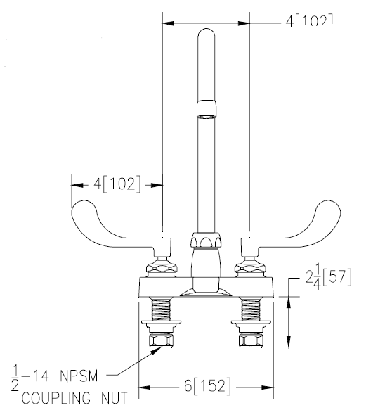 Zurn Z812B4-XL Lead-Free 4" Centerset Faucet with 5-3/8" Gooseneck and 4" Wrist Blade Handles