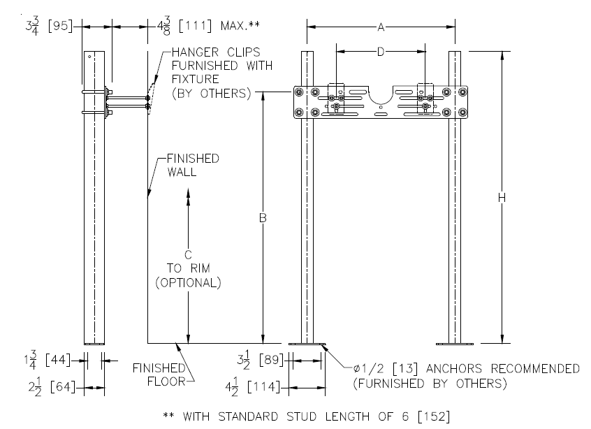 Zurn Z1221 Wall Urinal Support System with Top Support Plate (Carrier)