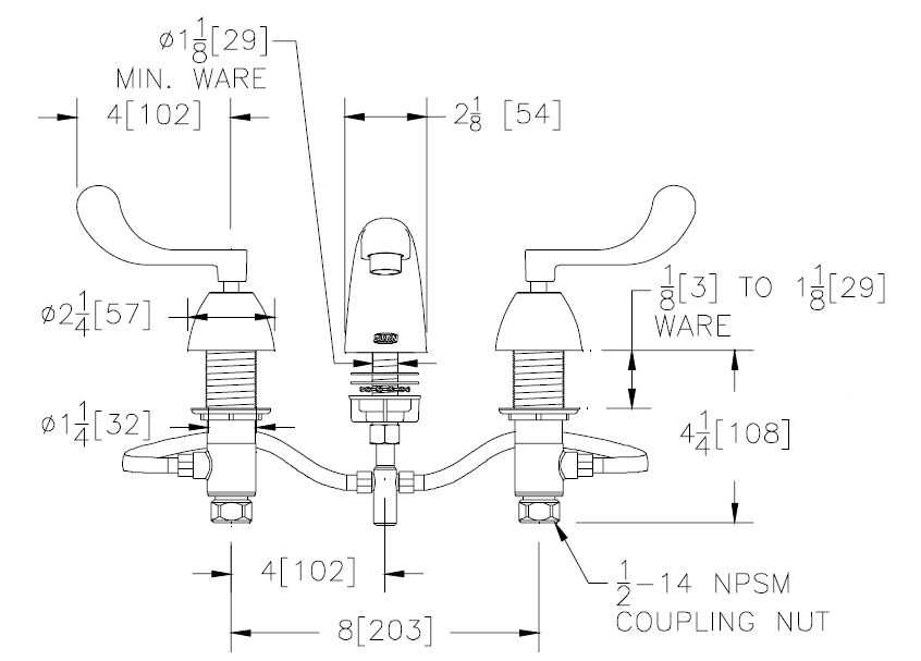 Zurn Z831R4-XL Lead-Free Widespread Faucet with 5" Cast Spout and 4" Wrist Blade Handles