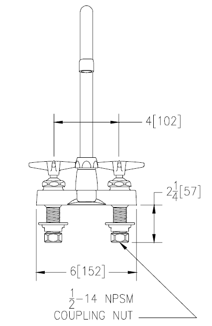 Zurn Z812B2-XL Lead-Free 4" Centerset Faucet with 5-3/8" Gooseneck and Four Arm Handles