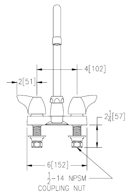 Zurn Z812B3-XL Lead-Free 4" Centerset Faucet with 5-3/8" Gooseneck and Dome Lever Handles