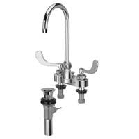 Zurn Z812B4-XL-P Lead-Free 4" Centerset Faucet with 5-3/8" Gooseneck, 4" Wrist Blade Handles and Pop-Up Drain