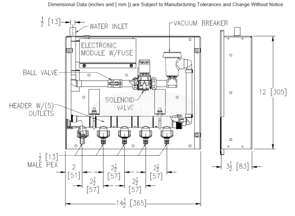 Zurn Z1020XL Electronic Trap Primer, 5-Port Header