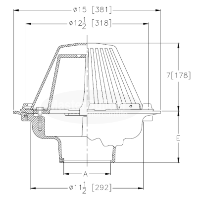 Zurn Z105 15" Control-Flo Roof Drain with Parabolic Weir