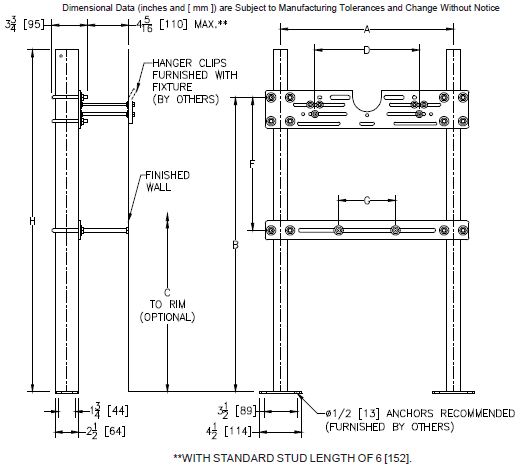 Zurn Z1222 Wall Urinal Support System with Top and Bottom Support Plate (Carrier)