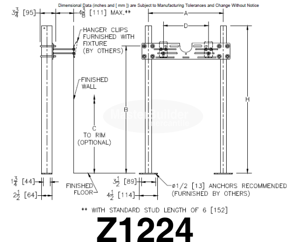 Zurn Z1224 Lavatory Carrier Plate Type with Back