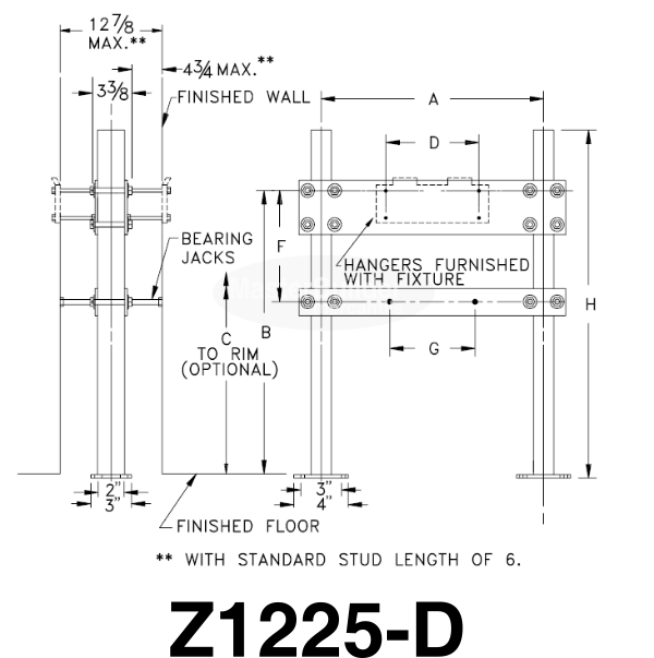 Zurn Z1225 Tipo placa de soporte de pared para enfriadores de agua y bebederos