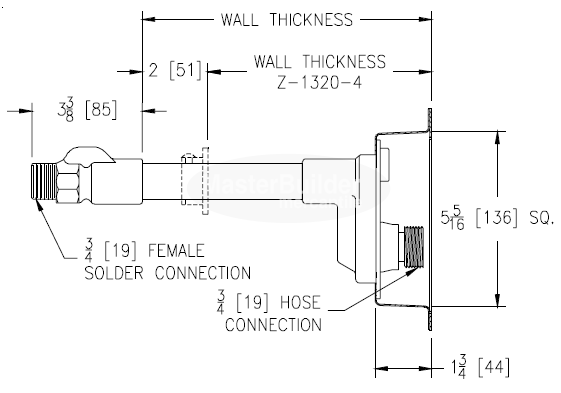 Zurn Z1320 Non-Freeze Wall Hydrant, Encased, Anti-Siphon, Automatic Draining (CANADA)