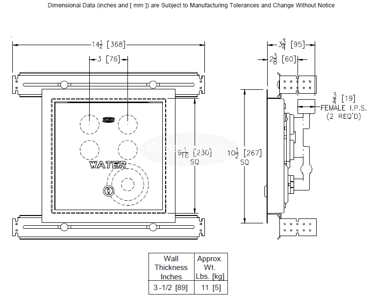 Zurn Z1327-EZ Narrow Wall Hot/Cold Hydrant w/ Mounting Brackets - Encased, Moderate Climate