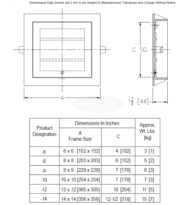 Zurn ZAB1461 Bronze Square Hinged Floor Access Panel