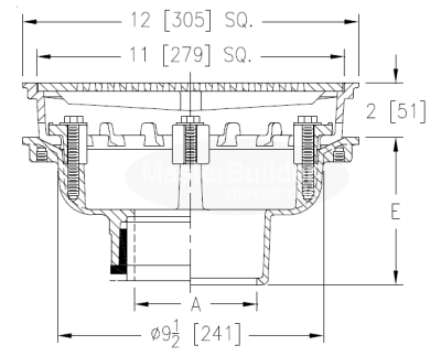 Zurn Z154 12" Square Top Promenade Deck Drain with Heel-Proof Grate and Rotatable Frame IMG 3