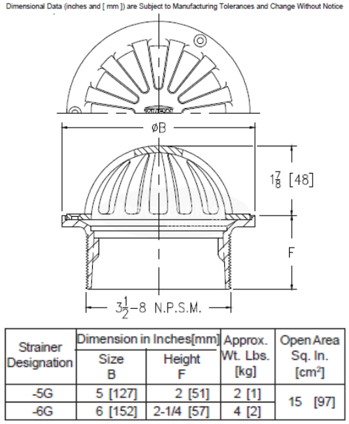 Zurn Z400G Series Type G Round Strainer Top w/ Slotted Dome Strainer