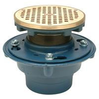 Zurn ZN415-5BZ-P Floor Drain with Medium-Duty 5" Round Nickel Bronze Leveling Strainer