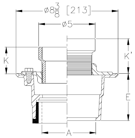 Zurn Z415-S Floor Drain with Cast Iron Hub Funnel