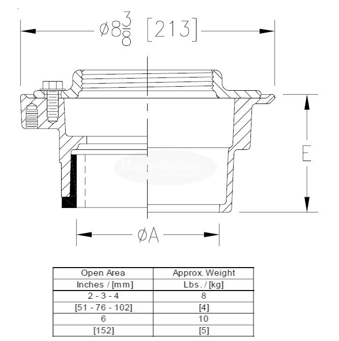 Zurn Z415-P Floor Drain Body with Clamping Collar (4" Clamp Collar)