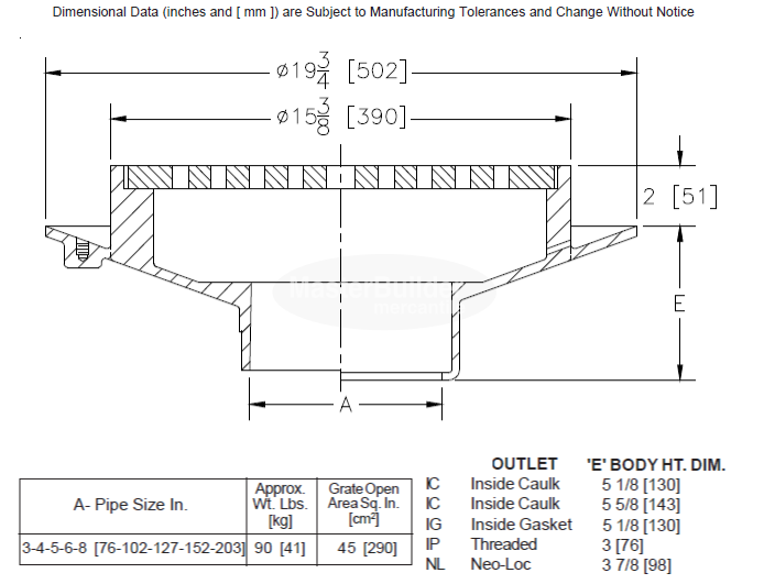 Zurn Z503 15" Extra-Heavy-Duty Area Drain