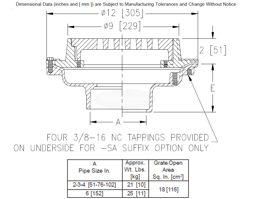 Zurn Z508 9" Heavy-Duty Drain