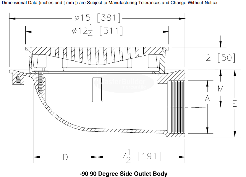 Zurn Z509-4IP-G 12" Heavy-Duty Drain, 4" Threaded Connection, Galvanized