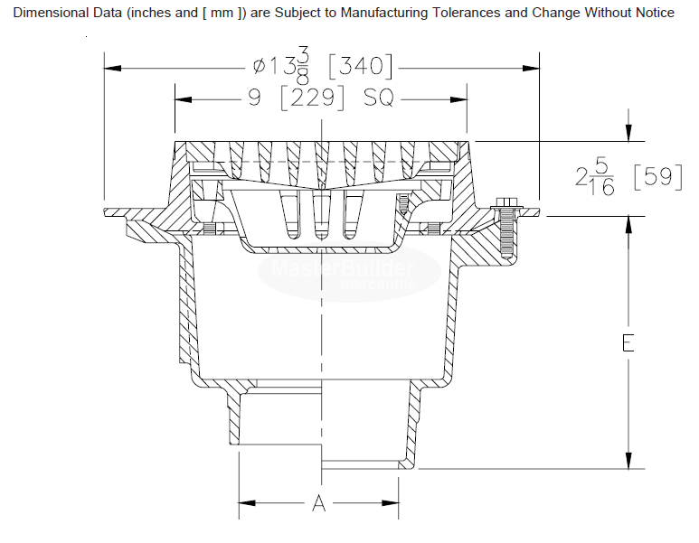 Zurn Z513 9" Square Hinged Heavy-Duty Drain