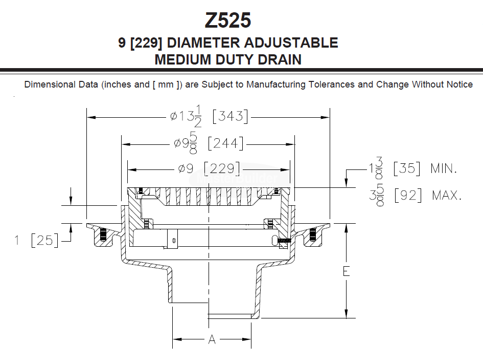 Zurn Z525 9" Diameter Adjustable Medium-Duty Drain