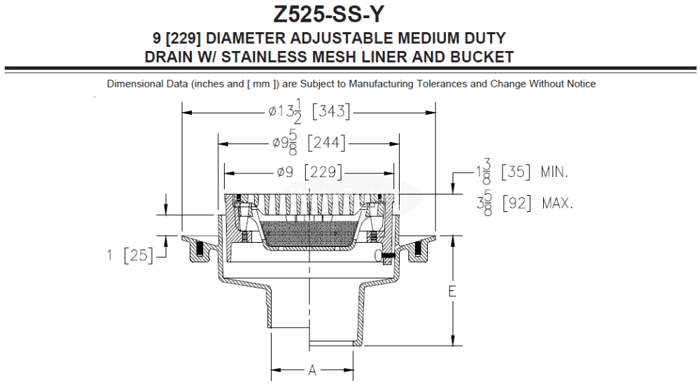 Zurn Z525 9" Diameter Adjustable Medium-Duty Drain